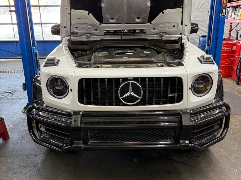 Mercedes-Benz G-Wagon on lift